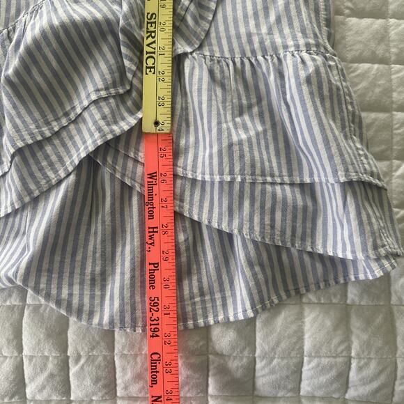 GAP Womens Skirt 10 Blue Striped Faux Wrap Ruffle Midi Summer Preppy Coastal - Picture 8 of 8